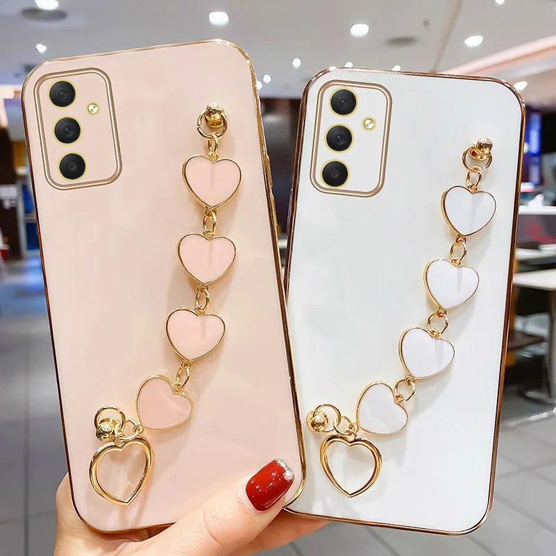 Custodia Per Bracciale Luxury Love Heart Per Samsung M54 M53 M33 M13 M23 F23 M52 M62 M51 Galaxy A71 A51 A21S A50 A10 Placcatura Per Polso
