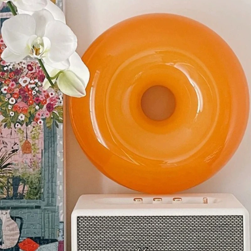 Nordic Orange and White Glass Wall Lamp Creative Bauhaus Donut Wall Lights for Dining Room Bedroom Aisle Touch Switch