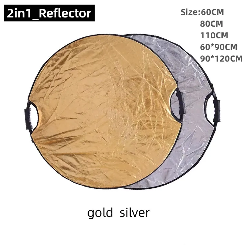 RF03 24 Reflector 5in1 60CM 80CM 110CM Silver White Gold Portable Collapsible Soft Light Round Photography for Studio 2in1