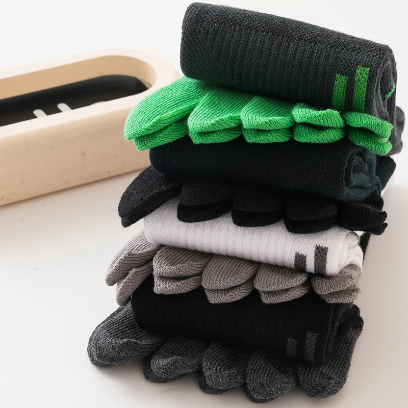 1 Paar kurze Zehensocken für Sport und Herren, Kompressions-Baumwolle, schweißabsorbierend, jung, lässig, antibakteriell, atmungsaktiv, Fünf-Finger-Socken – Detail 4