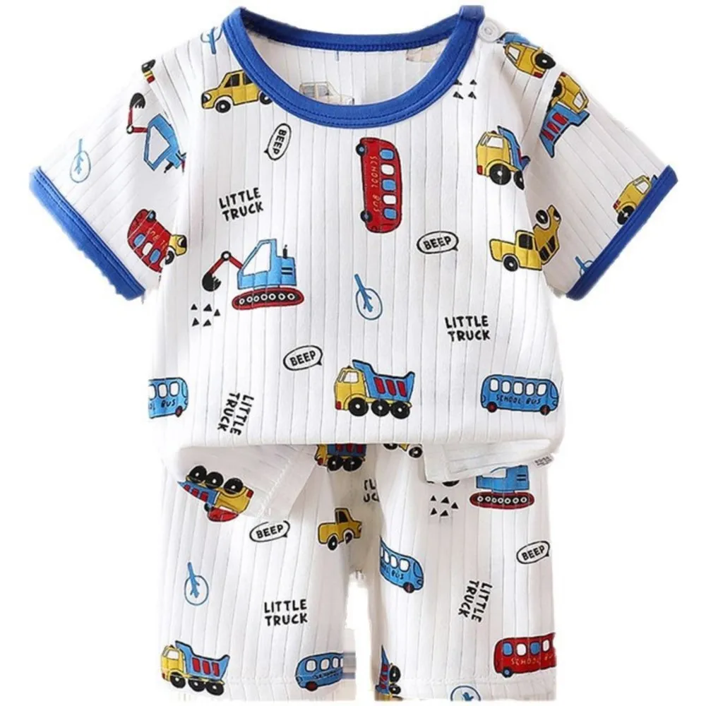 2PCChildren's Short Sleeve Set Summer New Boys and Girls T-shirts and Shorts Clothing Set Baby Summer Children's Outfits