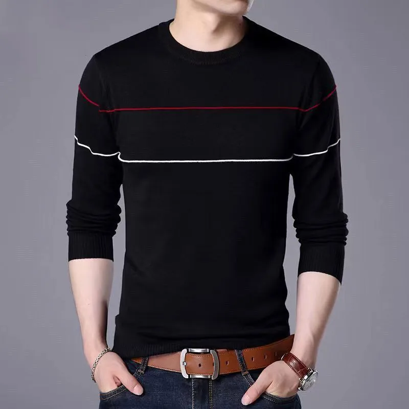 Spring Autumn KPOP Fashion Style Harajuku Slim Fit T-shirts Loose Casual All Match Knitwear Insert O Neck Long Sleeve Sweaters