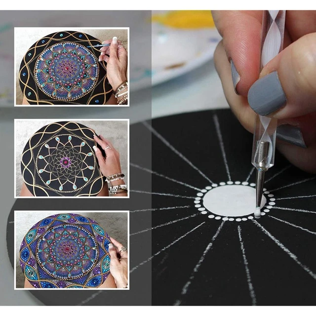 Mandala Dotting Stencil Tools Rock Painting Kit Ball Stylus Dotting Tools  Include Stencil, Paint Tray (17 Pack) - AliExpress