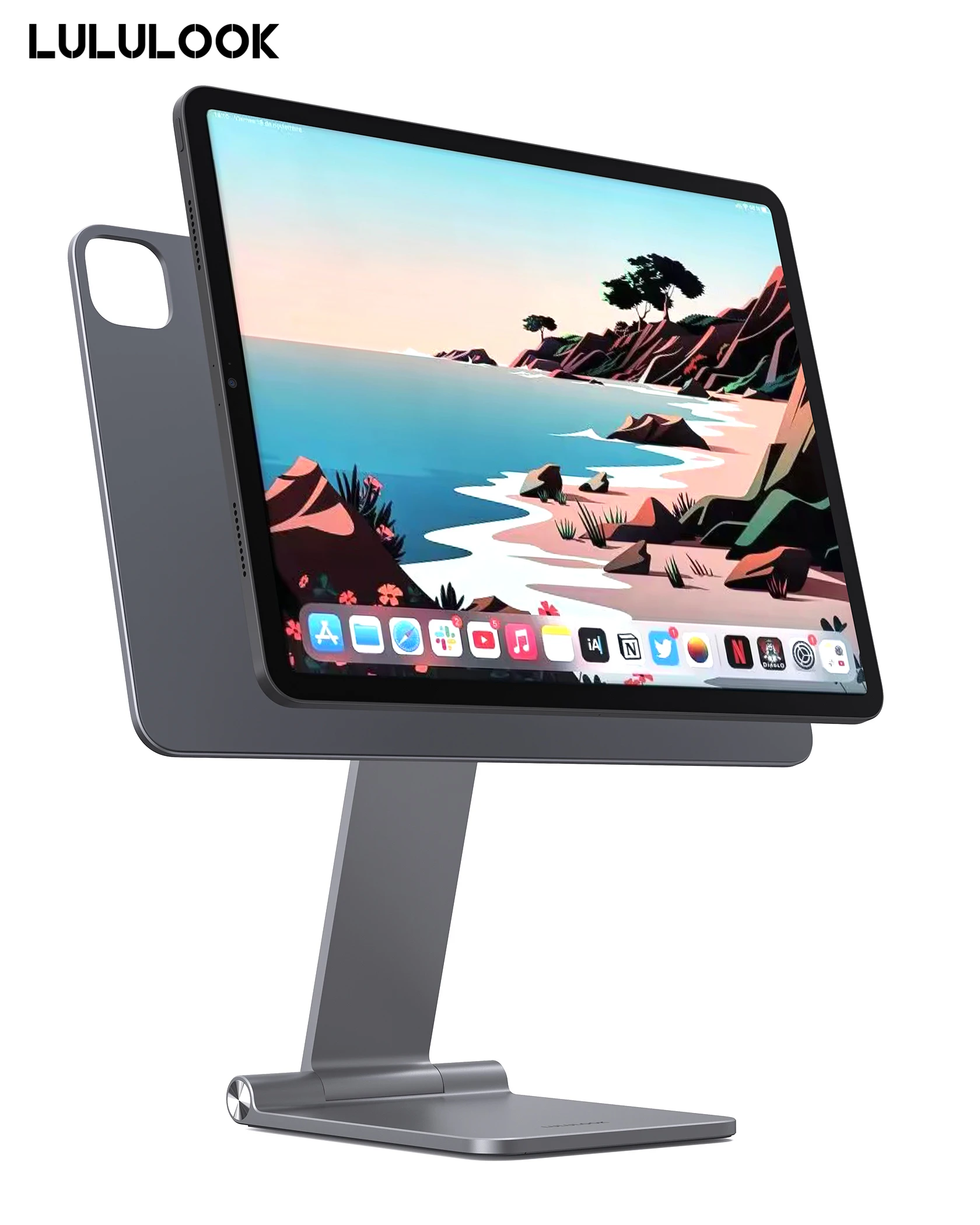 LULULOOK Magnetic Stand For iPad Pro,Adjustable Foldable Holder For iPad  Pro 12.9/11 iPad Air 5/4th Rotation Bracket Take Notes