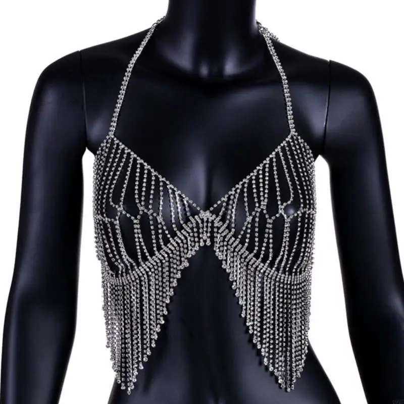 49MF Women's for Rhinestone Bra Crystal Body Chains for Beach Nightclub