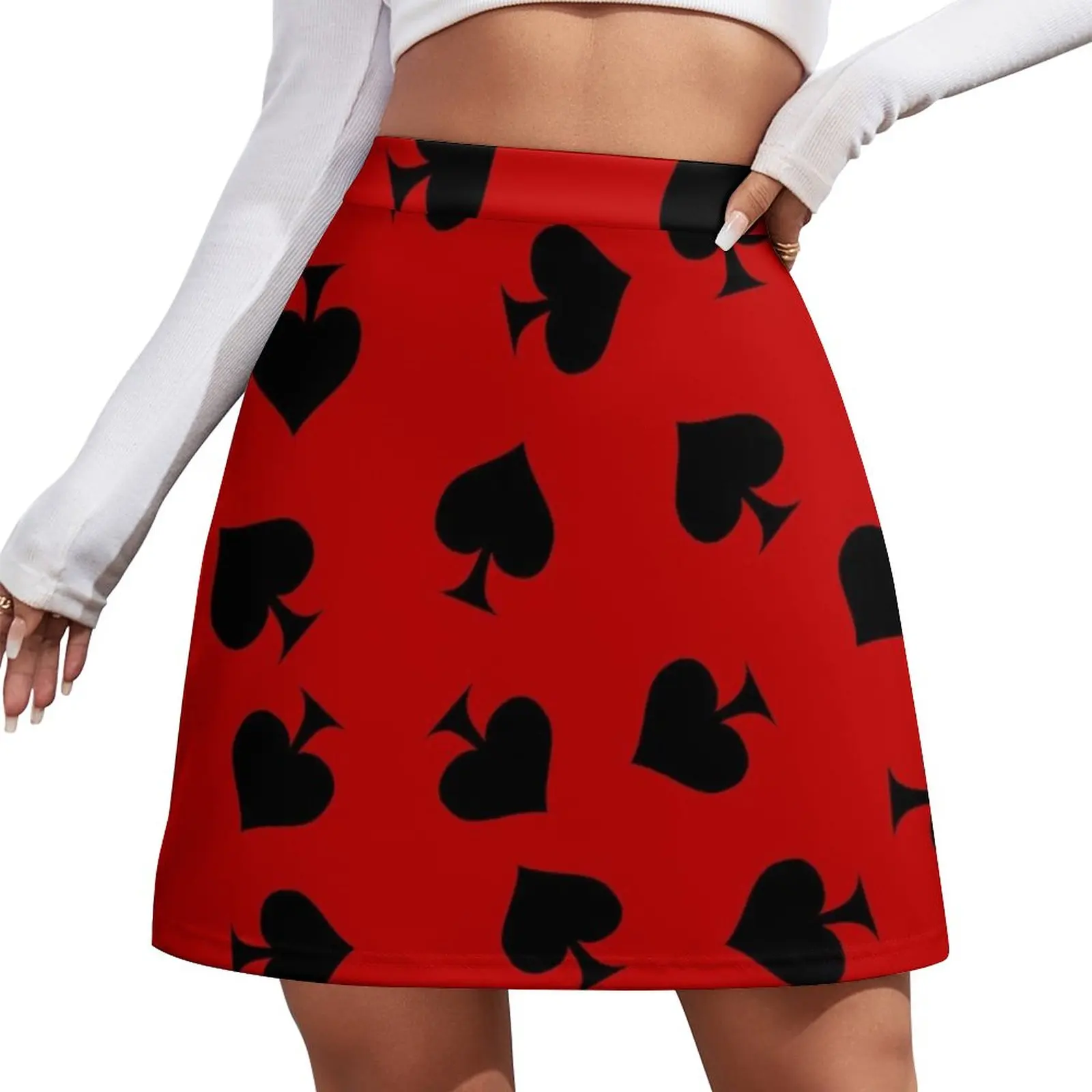 Spades on Red Mini Skirt mini denim skirt elegant skirts for women Women's dress