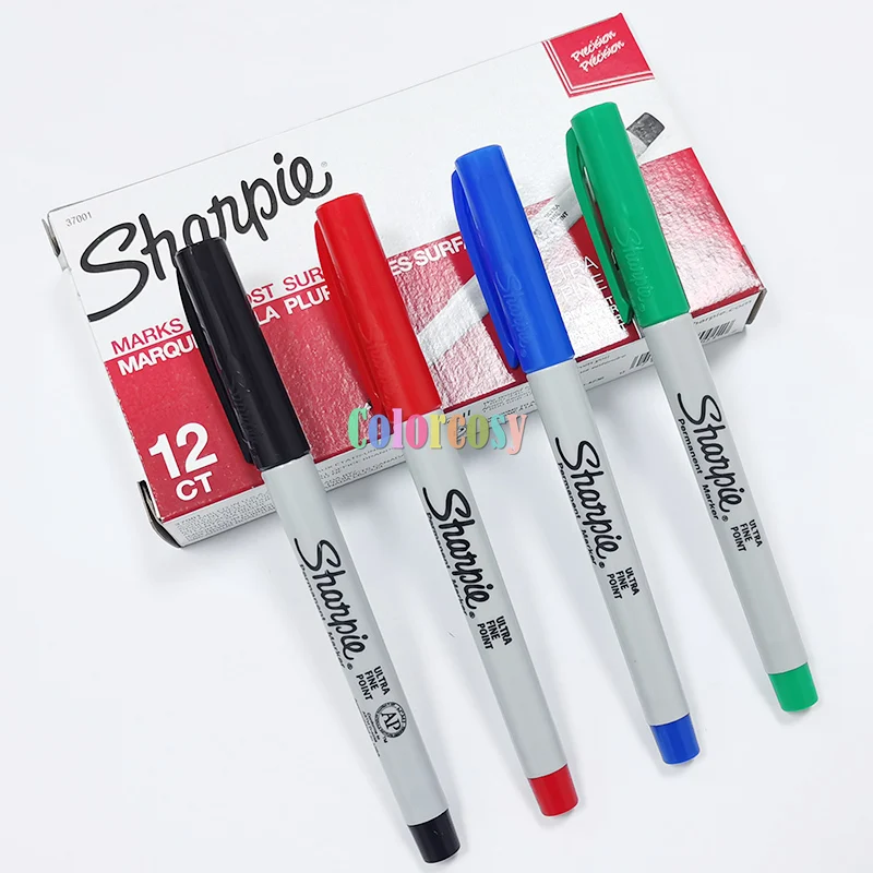 Sharpie 37001 Black Ultra-Fine Point Permanent Marker - 12/Pack