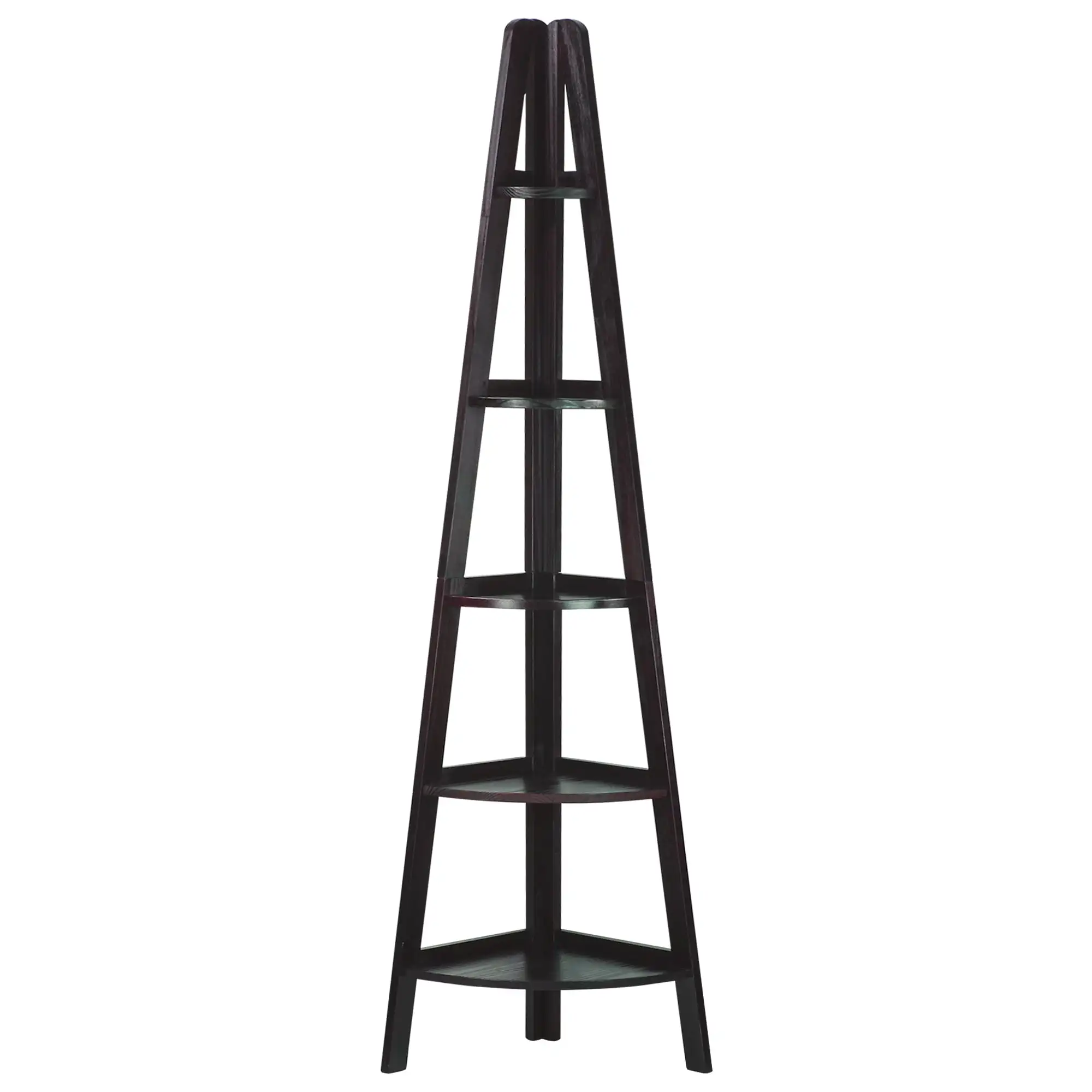 

5-Shelf Corner Ladder Bookcase-Espresso