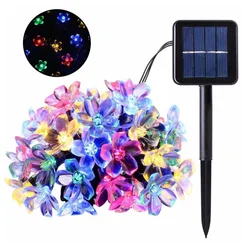 Purple Solar Flower Fairy LED String Lights for Outdoor Garden and Holiday Decor (Multicolor)