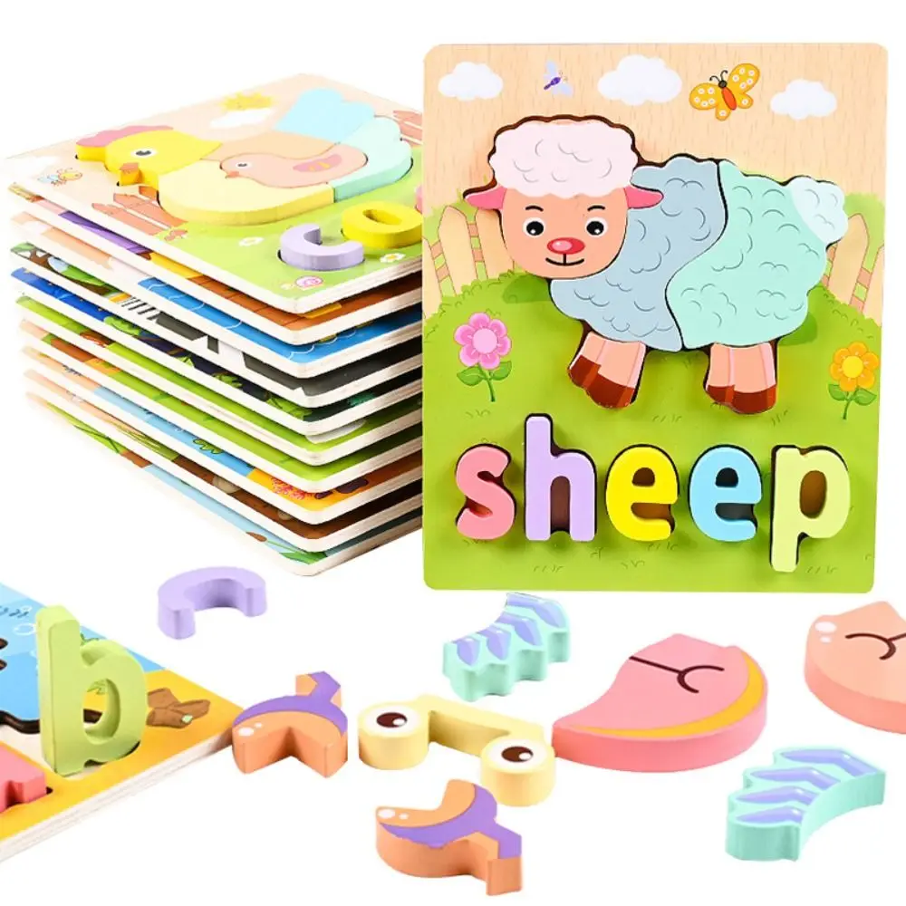 

Bee Cartoon Animal Traffic Jigsaw Brain Teaser Cartoon Car 3d Wooden Puzzle Montessori Frog Family Playing