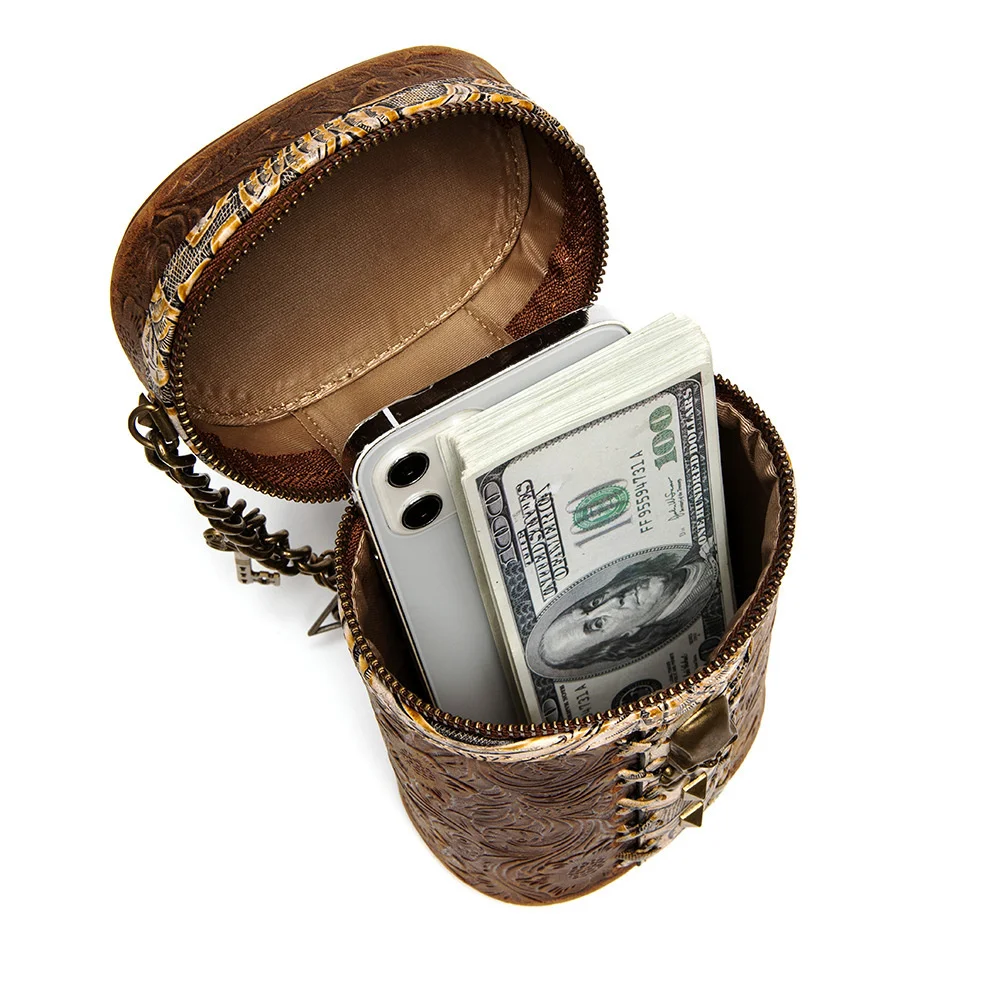 Shoulder Crossbody Women's Handbag Head Bag Layer Cow Leather Retro Y2k Bucket Clutche Female Purses Fashion Zipper Versatile