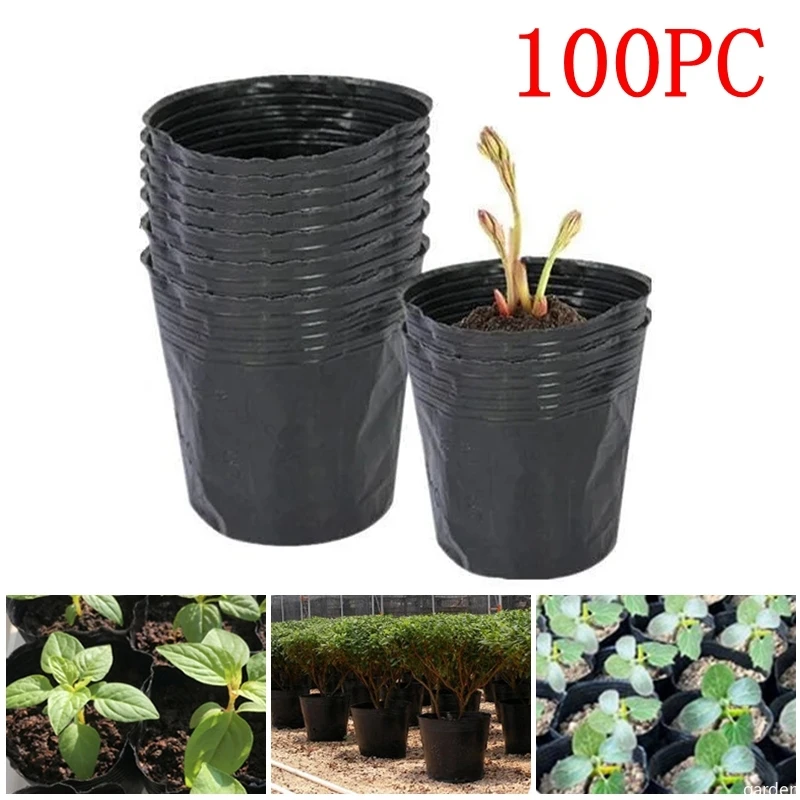 100PCPlasticSeedlingCupThickenedNurseryPotsSoftFlowersPot