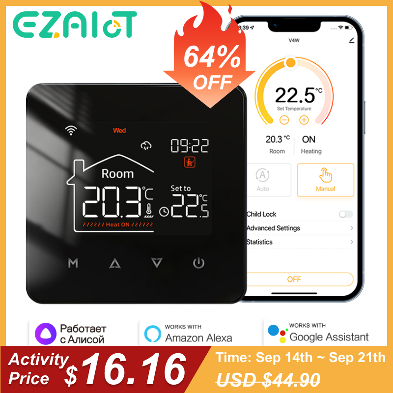 Tuya Smart Home Thermostat Water Electric Warm Floor Heating Gas Boiler WiFi Temperature Remote Controller with Google Alexa