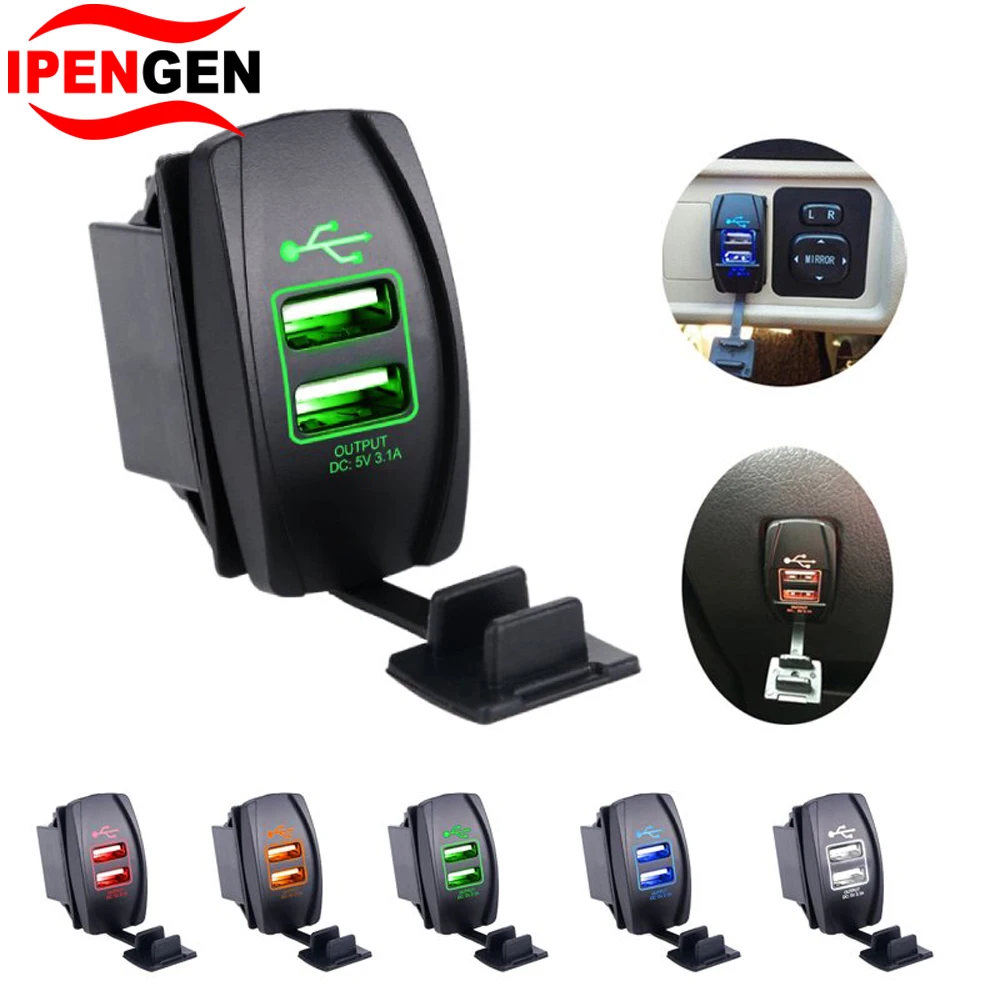 

5V 3.1A Universal Car Charger Waterproof Dual USB Ports Auto Adapter Dustproof Phone Charger For Iphone Xiaomi Redmi Samsung