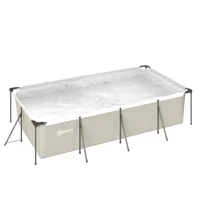 Piscine tubulaire démontable Outsunny 394,5 x 208,3 x 80,5 cm 6075 L, piscine rectangulaire avec structure métallique stable, patch de réparation, pompe filtrante non incluse pour 4 à 6 personnes, jardin, extérieur, gris 2