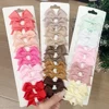 10Pcs/Set Solid Color Kids Bows Hair Clips for Baby Girls Handmade Ribbon Bowknot Hairpin Barrettes New Year Hair Accessories 2