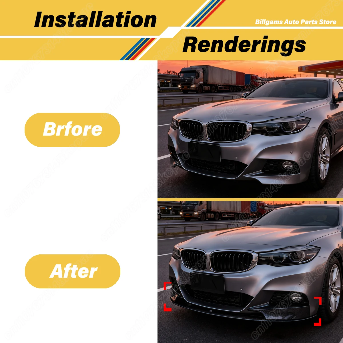 BMW 3 시리즈 GT F34 2013 2014 2015 2016 2017 2018 2019 자동차 프론트 범퍼 스포일러 보드 스플리터 립 장식 키트