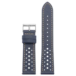 Vintage Handmade Cowhide Leather Watch Strap - Breathable Quick Release in Multiple Colors - 22mm (Blue)