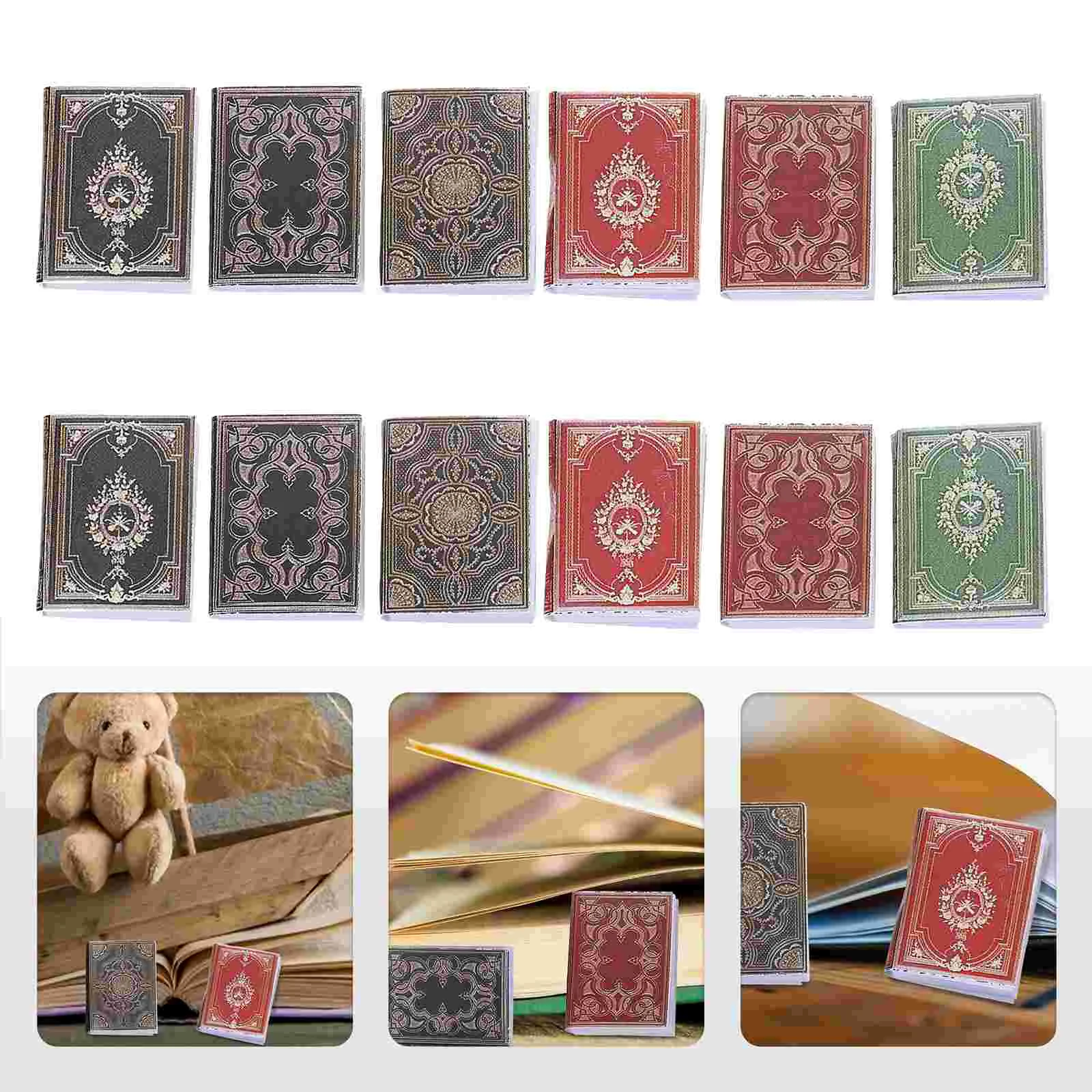 

12Pcs Mini Book Models Miniature Retro Book Dollhouse Decor Photography Props