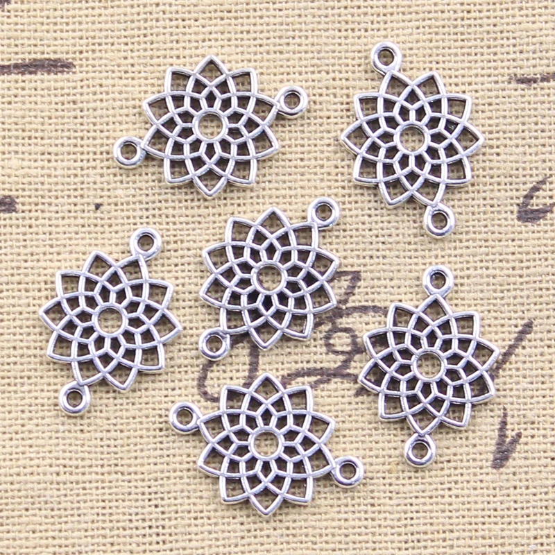 50 stücke Charms Lotus Link Blumen verbinder 14x20mm antike silberne Farbe Anhänger DIY Handwerk machen Suche nach handgemachten tibetischen Schmuck