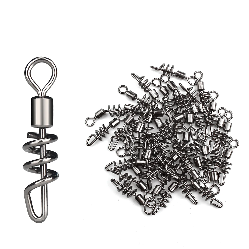 DNDYUJU 20-100pcs mousquetons roulants vissés en acier inoxydable pour leurres de pêche - Connecteurs solides