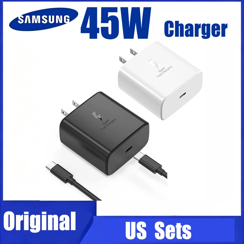 Original SAMSUNG 45W PD Super Fast Charger US Plug For Galaxy S26 S25 S24 S23 Note20 Ultra 10 Plus A55 A53 A54 F56 F55 A36