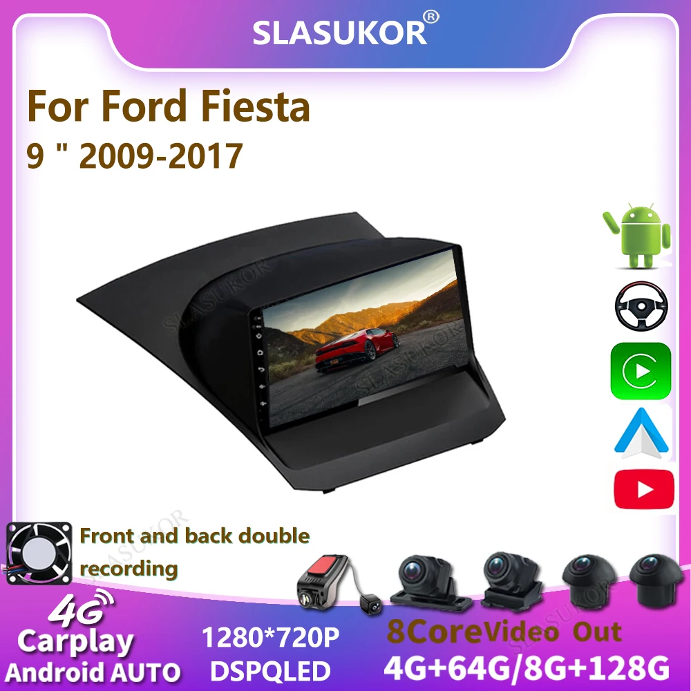 Slasukor Autoradio Per Ford Fiesta 2009-2017 Android 10 Multimedia Stereo Carplay Navigazione Gps Per Auto Senza Lettore Dvd