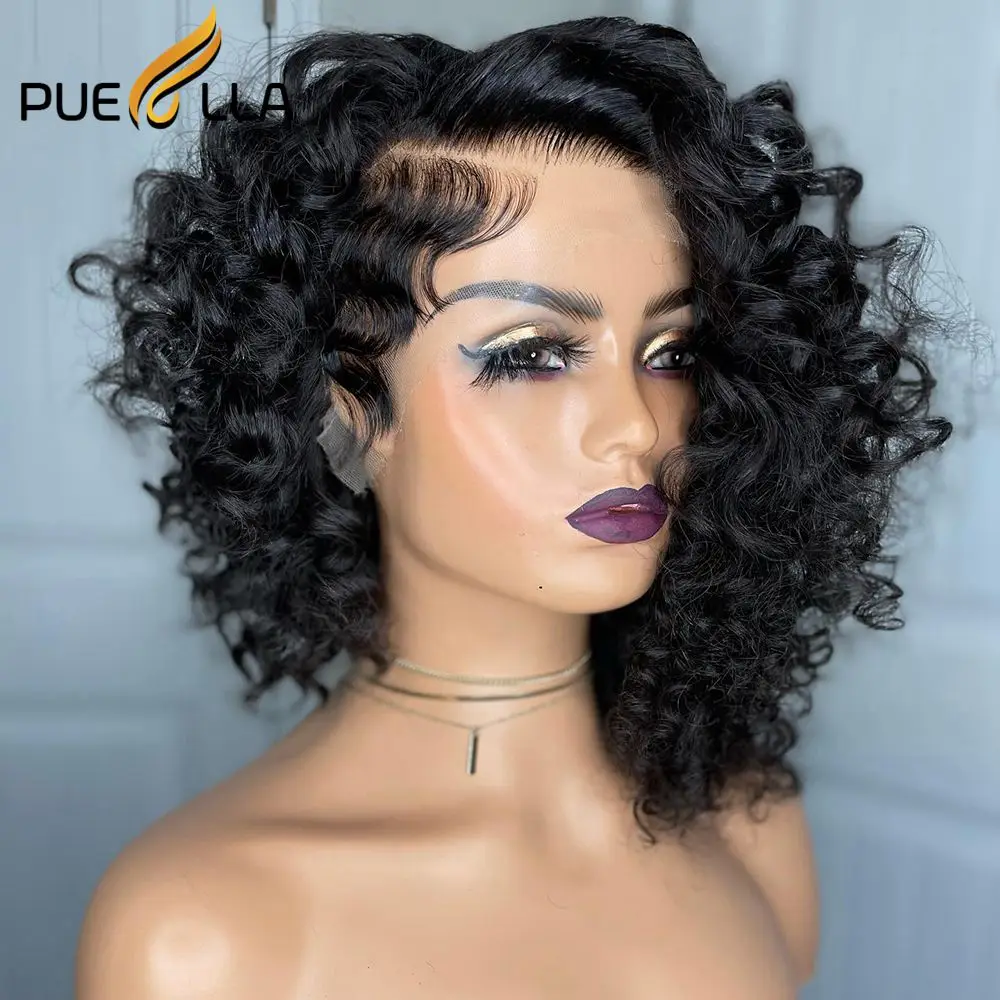 Deep Curly Burgundy Red Colored Short Pixie Cut 360 Full Lace Wig Human Hair Honey Blonde Brown Bob Lace Frontal Wigs For Women