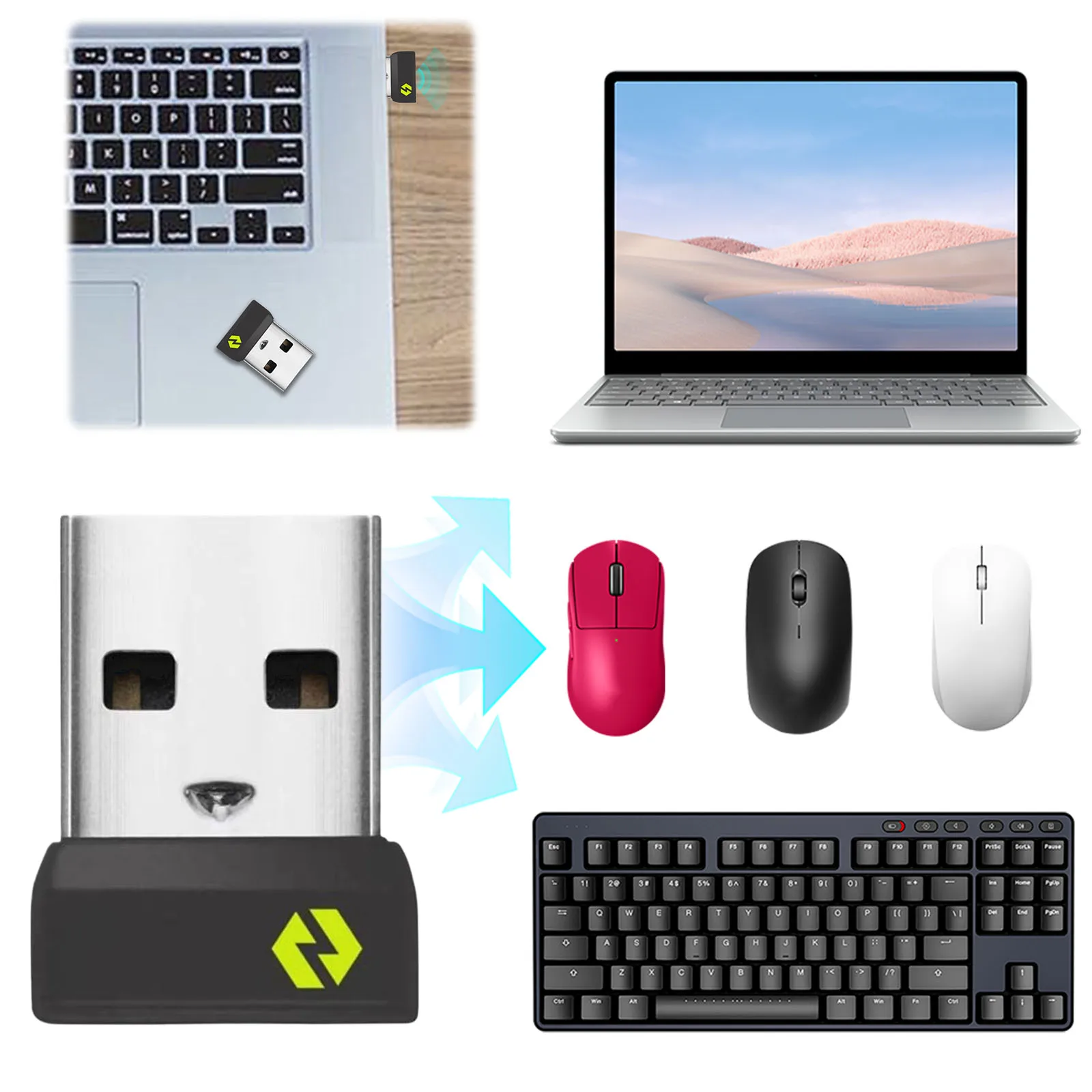 USB Receiver Bolt Adapter USB Dongle Bolt Receiver Bolt USB Wireless Receiver for Logitech Mx Keys Mini Keys Mouse Keyboard