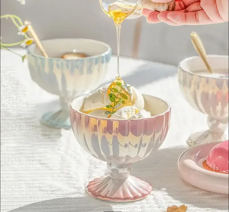 

Креативная керамическая кружка с высокой ножкой, украшение для ресторана, десертная чашка для мороженого, чашка для послеобеденного чая, кофе, семейный набор