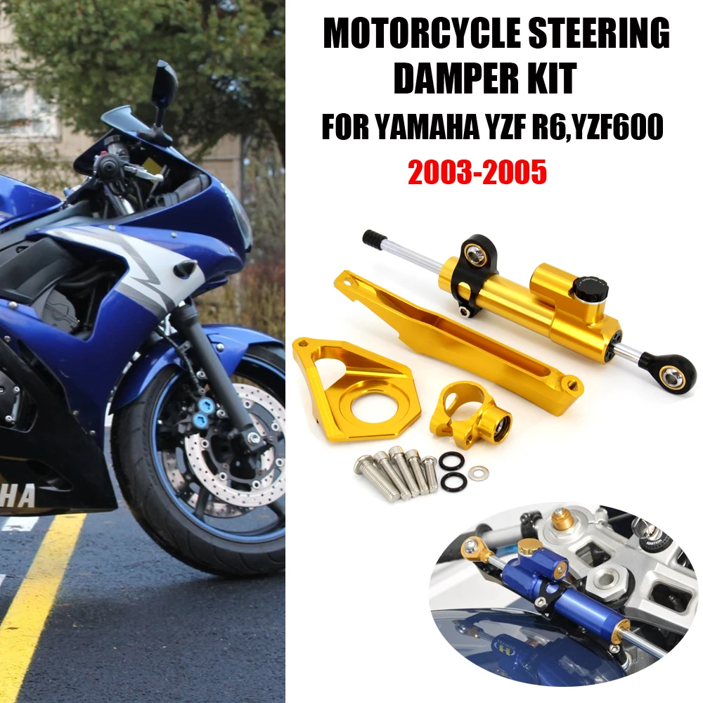 Motorcycles Steering Stabilize For YAMAHA YZF600 YZF R6 2003 2004 2005 Damper Bracket Mount Kit