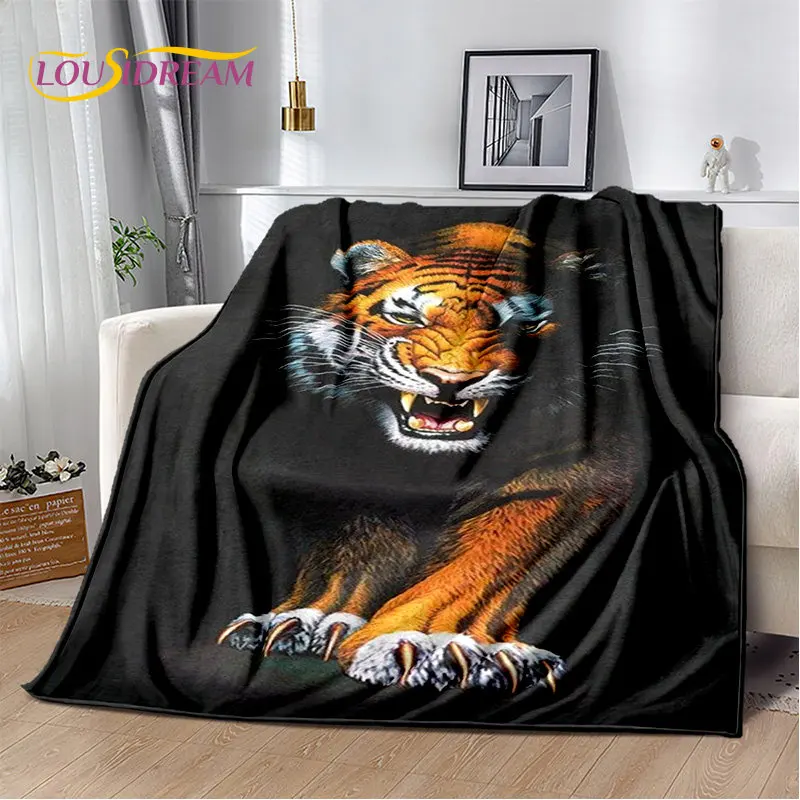 

Beast Animal Tiger, Sabretooth Cartoon Soft Plush Blanket,Flannel Blanket Throw Blanket for Living Room Bedroom Bed Sofa Picnic