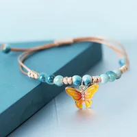 Kpop Cute Colorful Butterfly Bracelet for Women Girl Fashion Hand-woven Star Bell Beads Flower Pendant Bracelet Sister's Jewelry 3