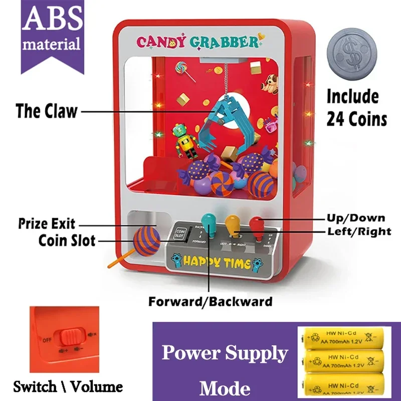 Kids Claw Machine Toys Arcade Games Wire Drawing Grasping Crane Doll Capsule Machine Candy Grabber Prize Dispenser Vending Toys 3
