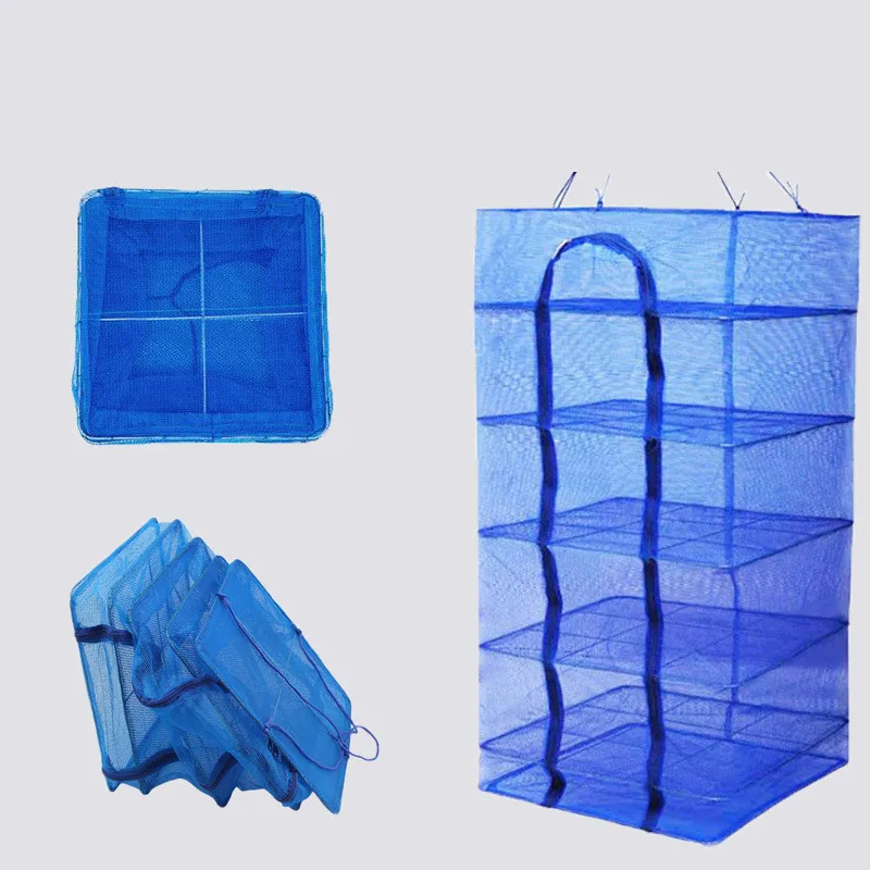3 Layers Nylon Drying Net Fish Net Drying Rack Hanging Anti-fly Cage for Vegetable Fruit Meat PE Dryer Net Household Fish Net 1