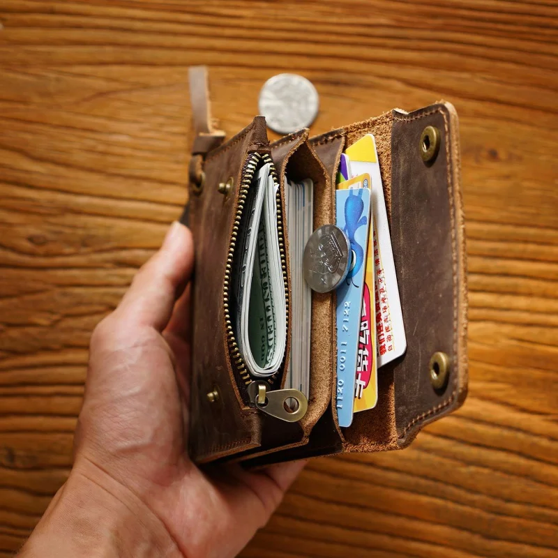 GENODERN Vintage Handmade Genuine Leather Card Holder Wallet