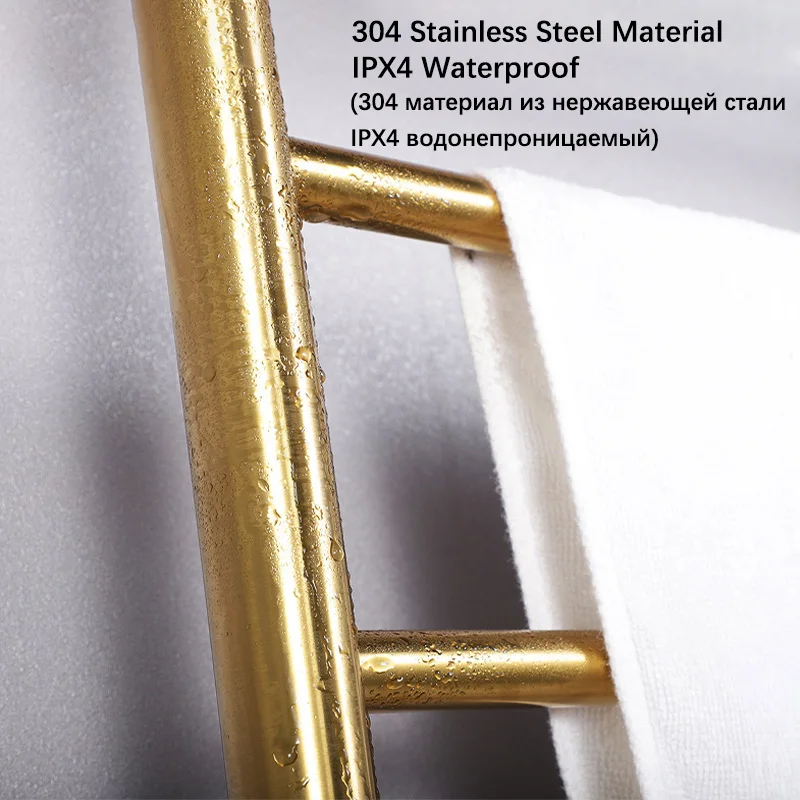 Gold/Chrome Electric Heated Towel Rail Smart Temperature Time Control Towel Warmer Stainless Steel Bathroom Electric Rack