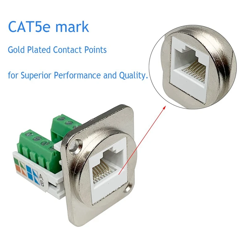 RJ45/8P8C Panel Mount Connector D-Type RJ45 Female Solderless Terminal Network Module