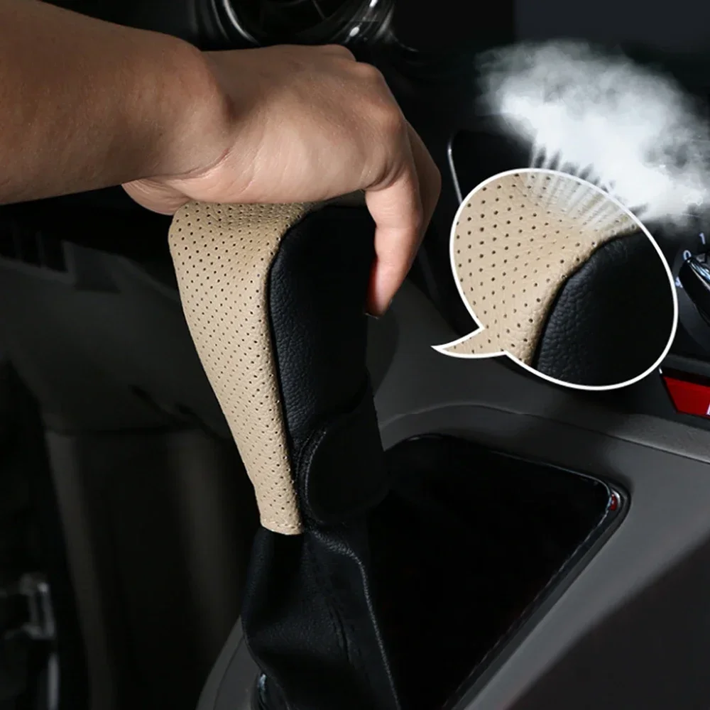 

1Pc Auto Universal Vehicle Gear Hand Shift Knob Cover Leather Handbrake Non Slip Dustproof Gear Shift Knob Cover Car Accessories