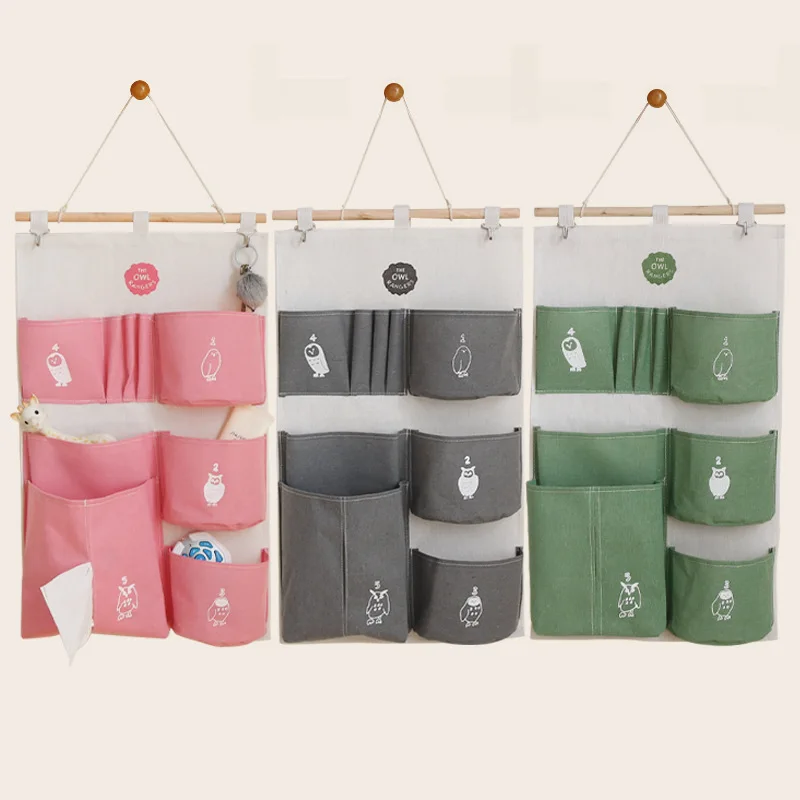 

Cartoon Owl Hanging Tissue box Storage Bag Jewelry Hanging Pocket Organizer Baby Toys Wall Mounted Cosmetic Makeup Bag Container