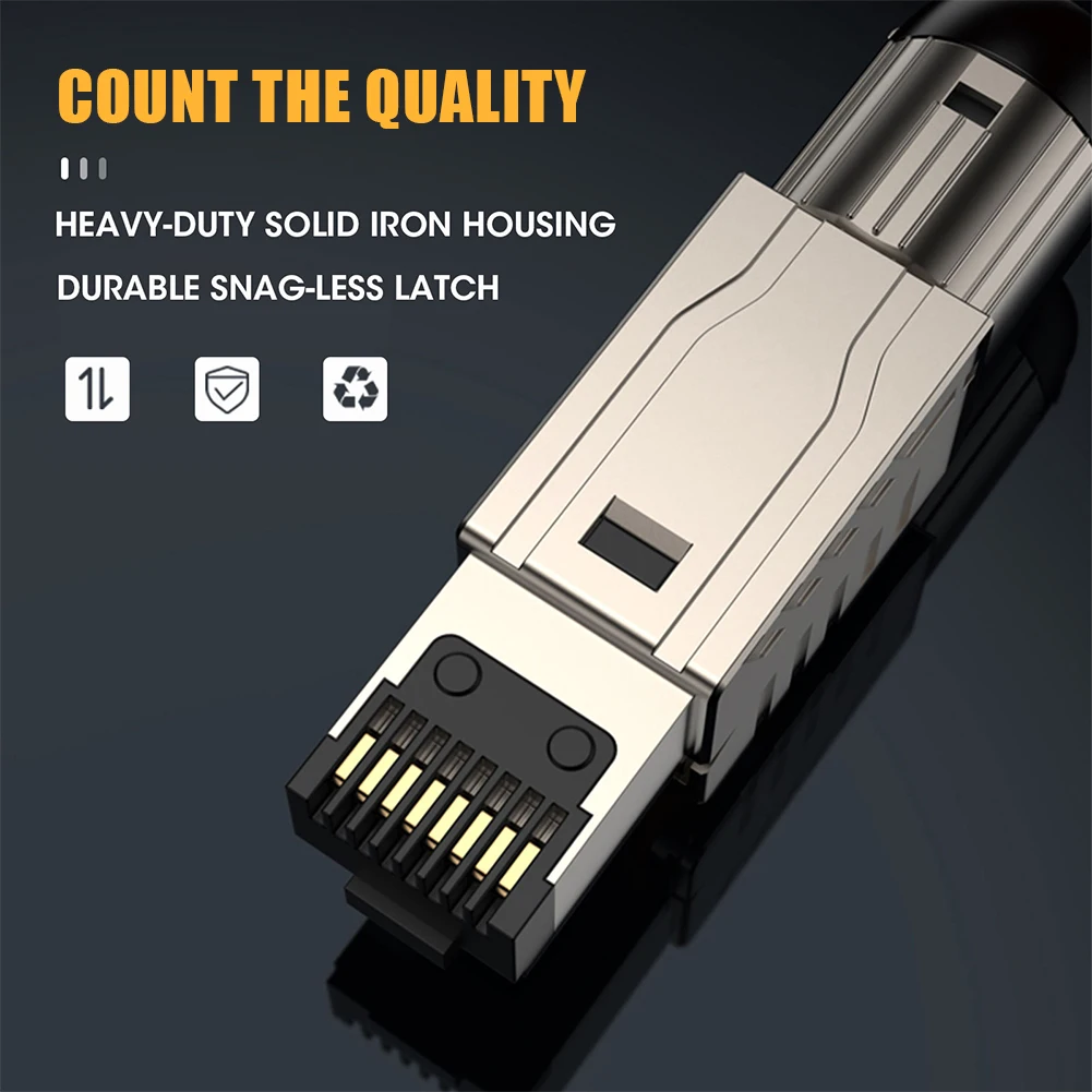 High-Speed Tool-Free RJ45 Ethernet Connectors for Cat8/Cat7/Cat6A Cables