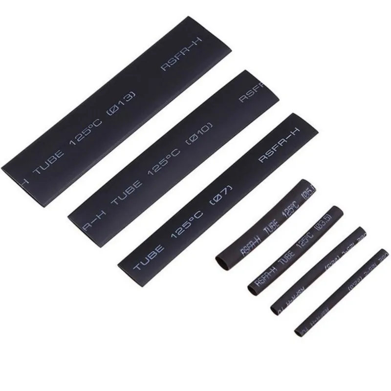 127pcs Black 7 Sizes Assorted Bagged Flame-Retardant Heat Shrinkable Tube Combination Sets Car Accessories
