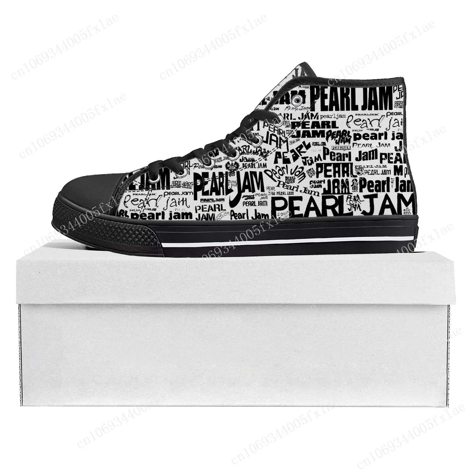Pearl Jam Rock Band High Top High Quality Sneakers Mens Womens Teenager Canvas Sneaker Casual Couple Shoes Custom Shoe Black
