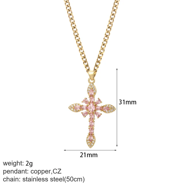 Cross Women's Pendant Collar Gold Color Our Lady Choker Jesus Necklace for Women Long Stainless Steel Chain Amulet Collars 5