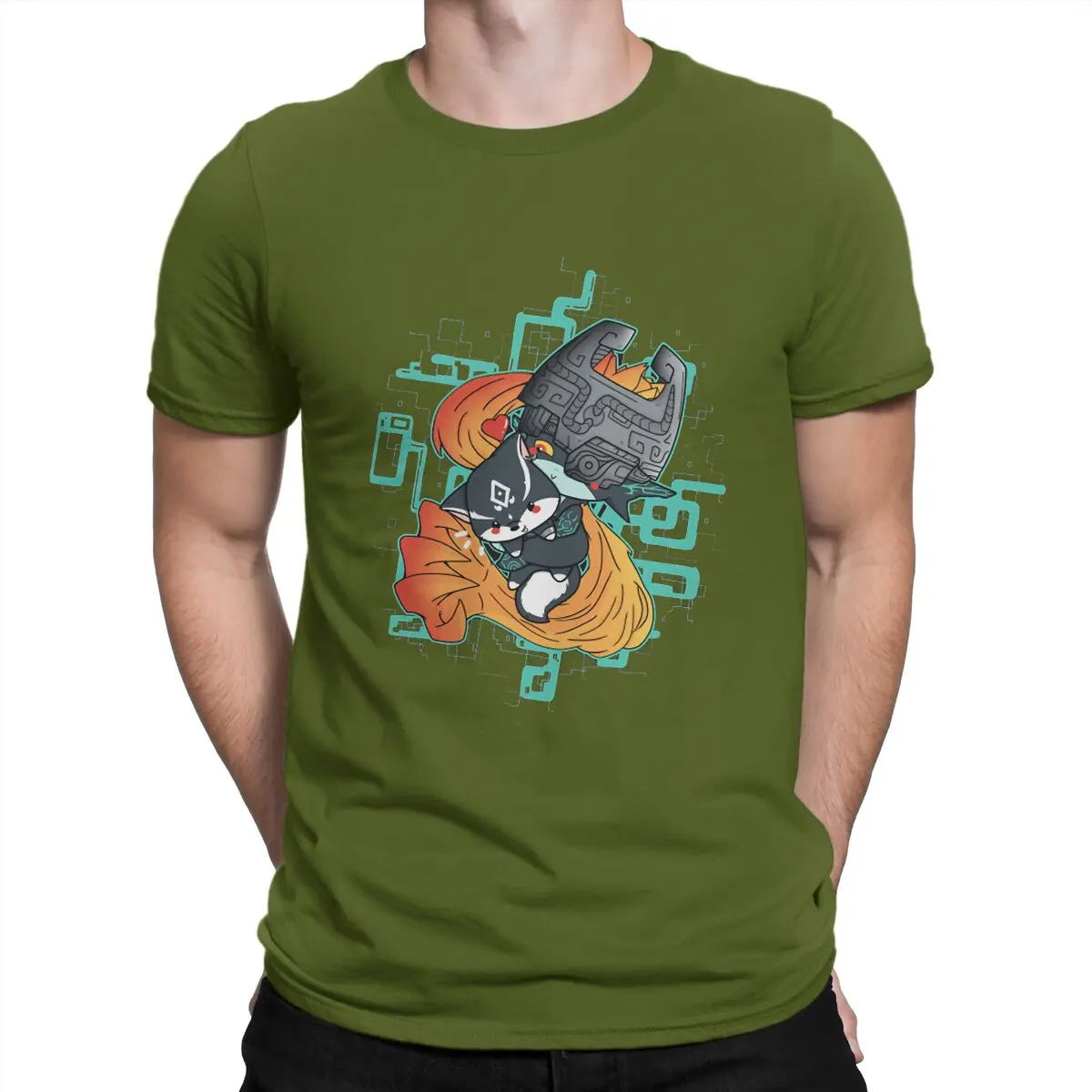 thumbnail image 1 of Camiseta de hombre Twilight Hug Z-Zelda de algodón de manga corta y cuello redondo, ideal como regalo de humor., 1 of 7