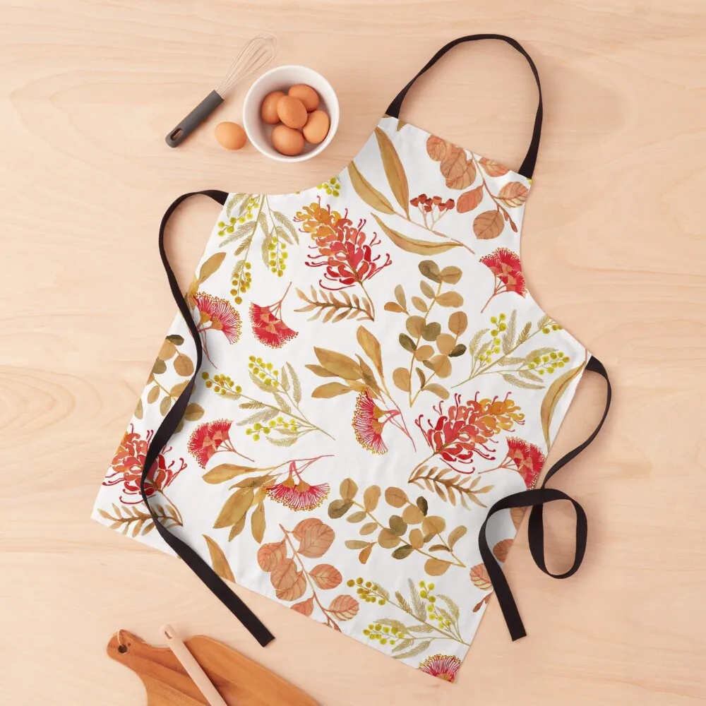 

Australian Botanical Flowers and Foliage Golden Apron For Men Kitchen Utensils Apron