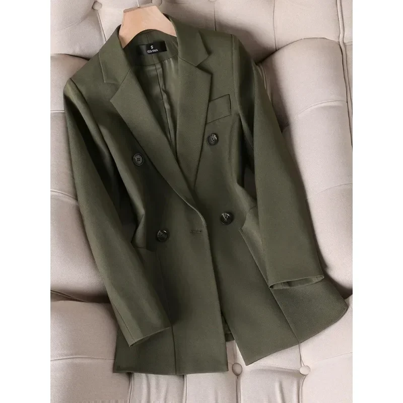

Green Khaki Black Ladies Formal Blazer Women Female Long Sleeve Single Breasted Business Work Wear Solid Jacket Coat With Pocket