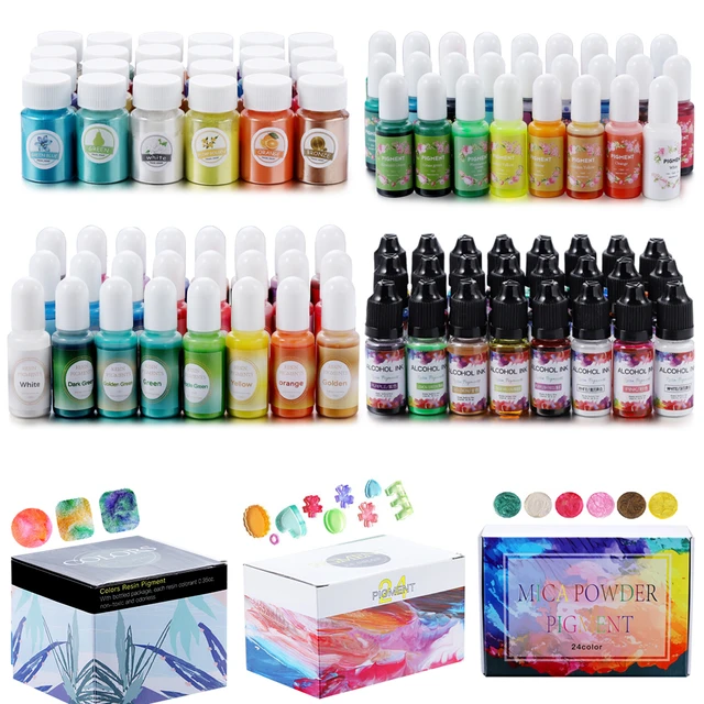 19 Set Epoxy Resin Dye Pigment Kit Pearlescent Mica Powder Liquid