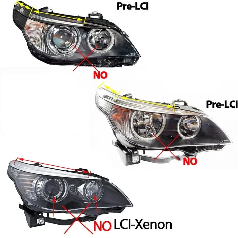 100W Angel Eye DRL light (Daytime Running Lights) for BMW 5 Series E60 E61 LCI Halogen Headlight 2007-2010 - White or Yellow