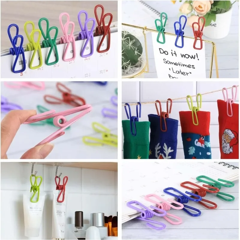 10pcs 다채로운 휴대용 가방 씰링 클립 미니 빨래집게 음식 스낵 씰링 보관 클립 금속 클램프 주방 용품